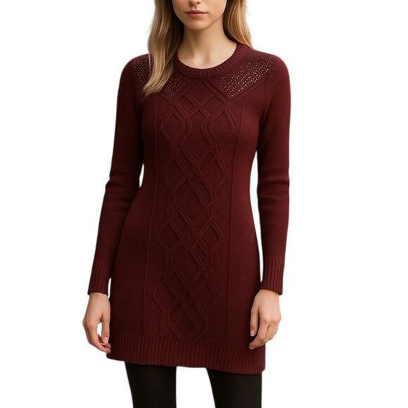 Tommy Hilfiger Sidelong Two-Tone Maroon and Navy Sweater Dress Size Small - Picture 1 of 13